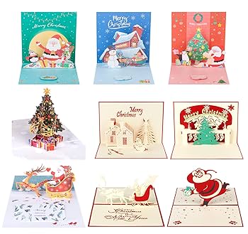 Amazon.com : ABSOFINE Pop Up Christmas Cards, 9 Pack 3D